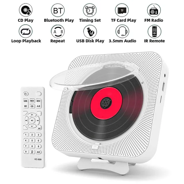 Portable Cd Player Bluetooth Speaker Stereo Cd Players Led Screen Wall Mountable Cd Music Player With Ir Remote Control Fm Radio