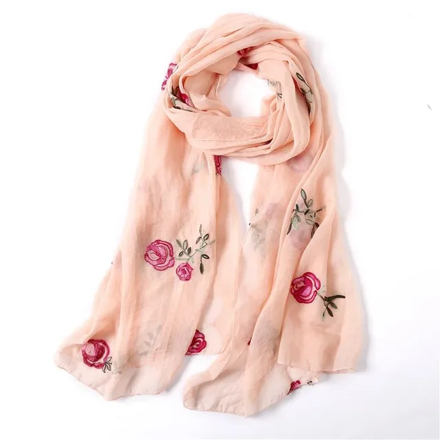 Spring scarf with embroidery