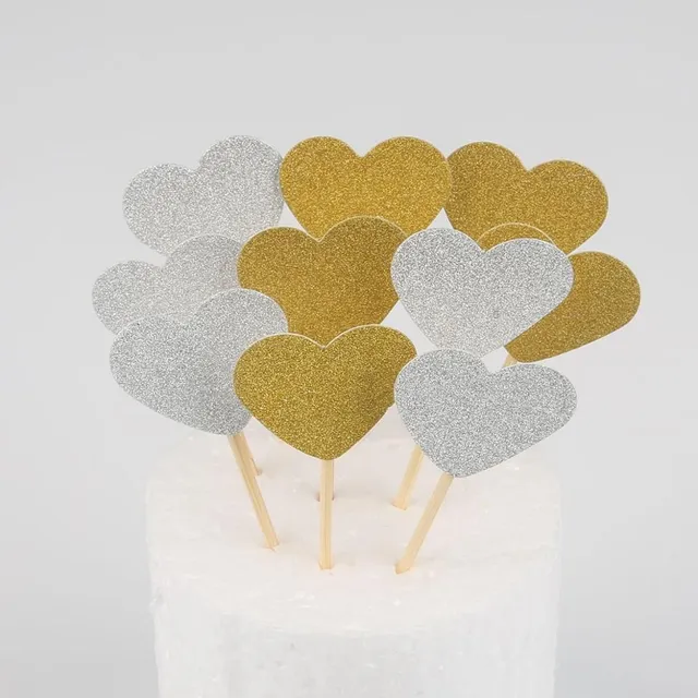 Color cake Topper Star Heart wedding decoration (10 pieces)