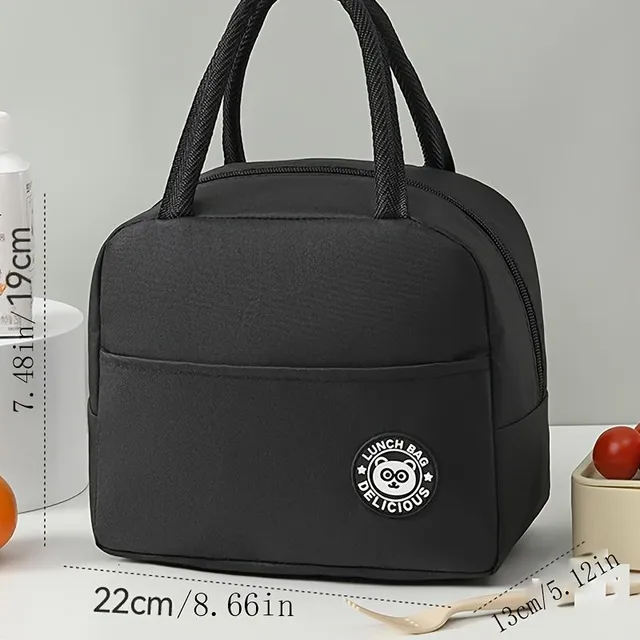 Practical insulated lunch bag with cheerful motif, handles and thermal insulation