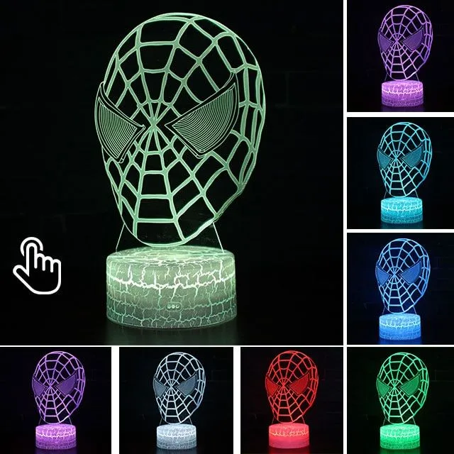 Izbová lampa s 3D ilúziou Spiderman