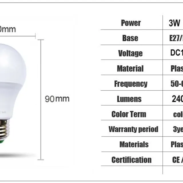 Chytrá LED žárovka E27 DC 12V