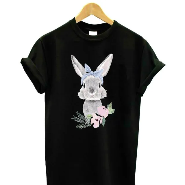 Women's T-shirt with rabbit print