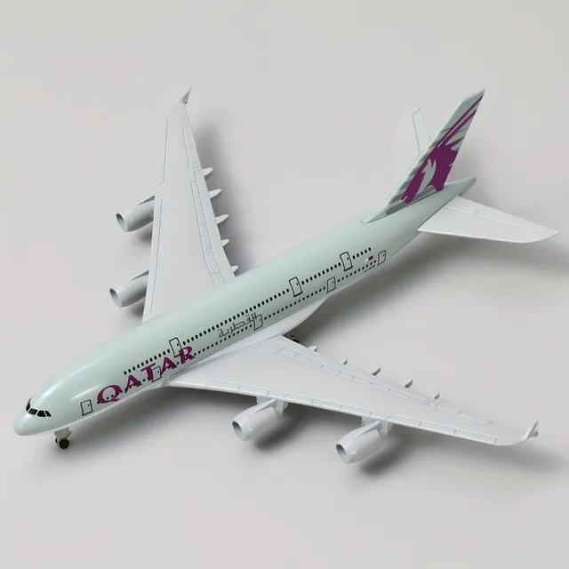 Model kolektora Airbus A380 pre letiská v Katare v mierke 1:300