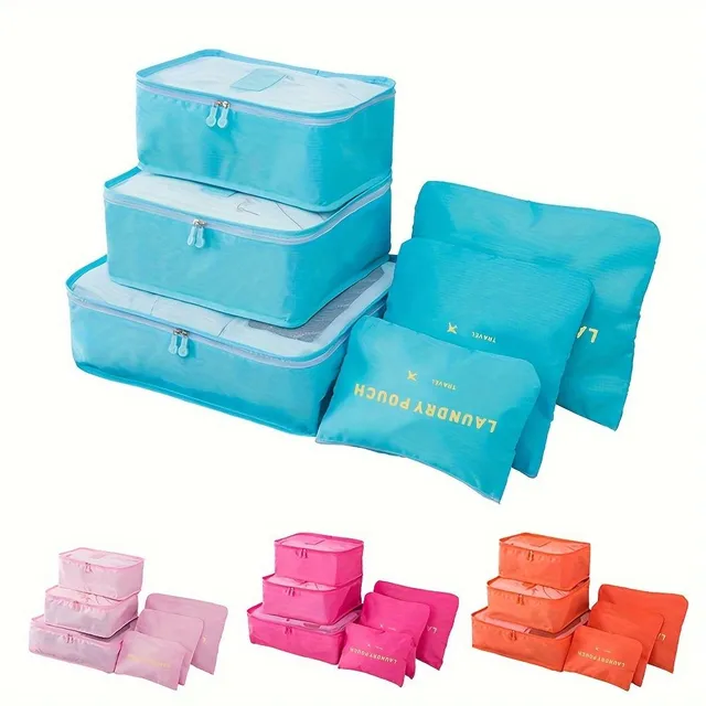 6pcs Travel organizers in the trunk - clothing wrappers, foldable bags, shoe bag, lingerie pocket