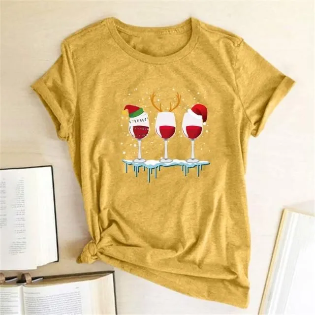 T-shirt de Noël avec vin