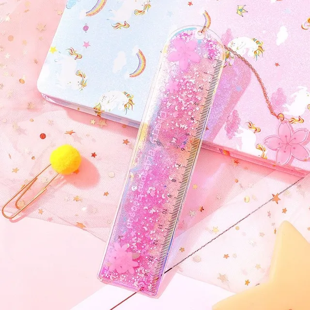 Stylish ruler with moving glitter - different colors