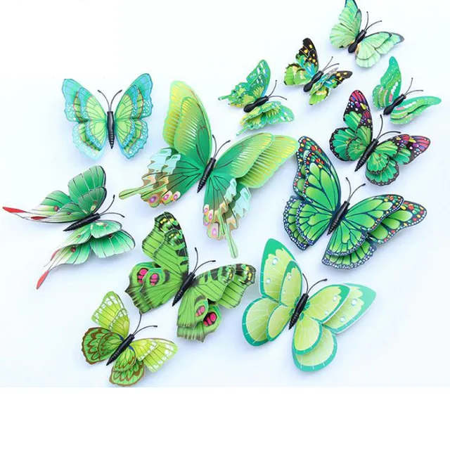 Sada dekorativních barevných motýlků - 12 ks