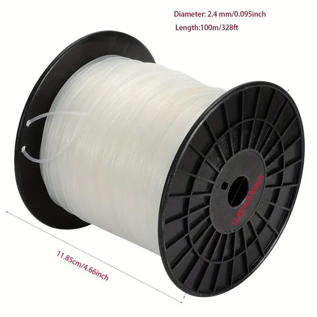 Spare nylon string disc 100 m (328 ft) x 2,4 mm for trimmers, shrubbers and lawnmowers - Universal garden tool accessories with coil