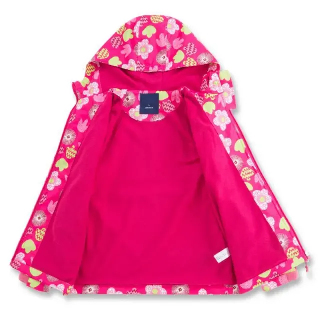 Girls spring floral fleece waterproof jacket