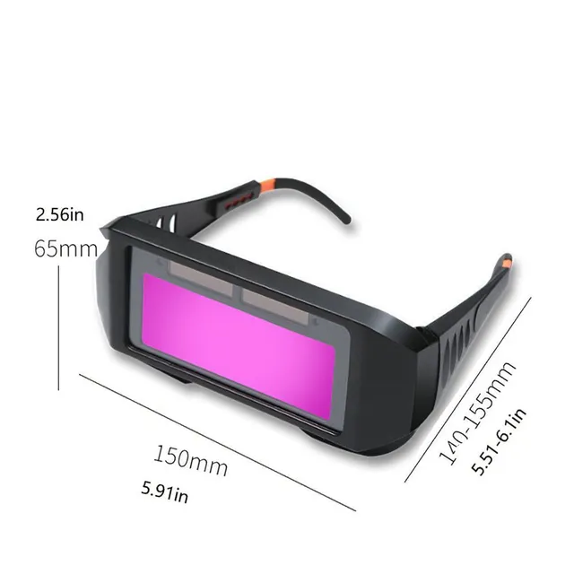 Welding glasses with automatic solar-powered eclipse, optical cleanliness and protective function of automatic dimming