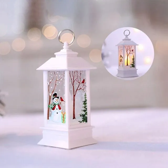 Christmas decorative LED lantern with winter motifs
