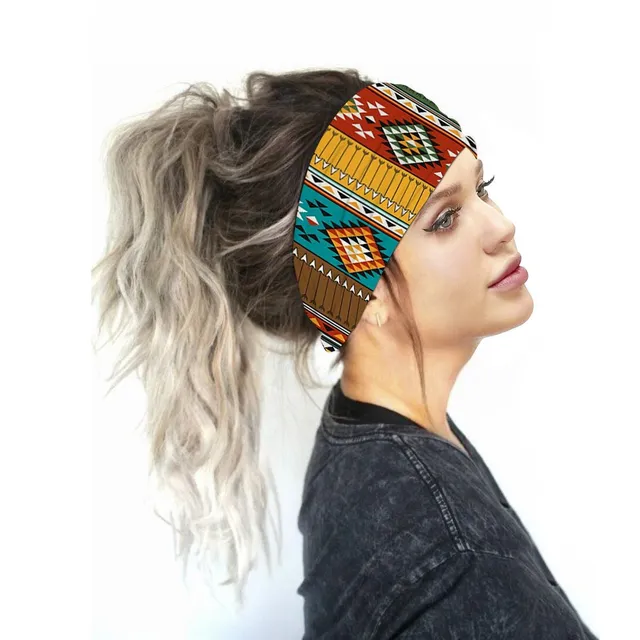 Szeroka tkanina wielokolorowa opaska głowy dla kobiet 19