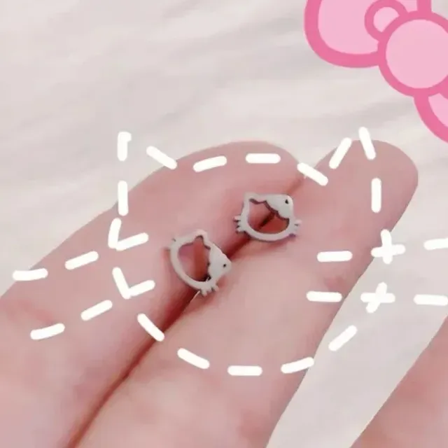 Cercei sau inel pentru femei sau fete cu zirconii și pandantiv Hello Kitty