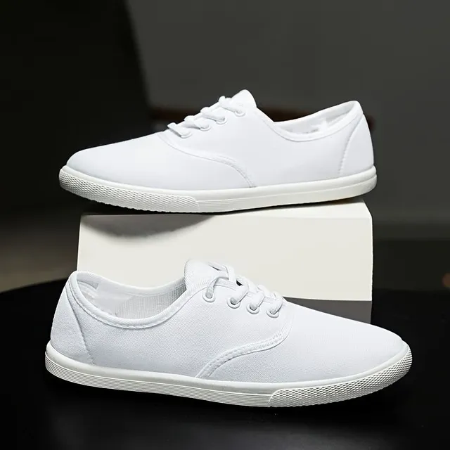 Women's canvas sneakers in uniform, laced, light, for everyday wearing