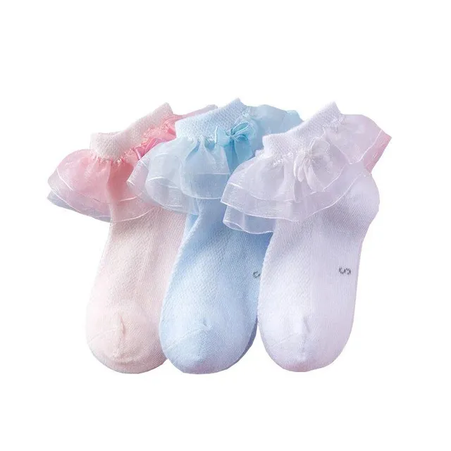 Baby breathable socks with lace bow for girls