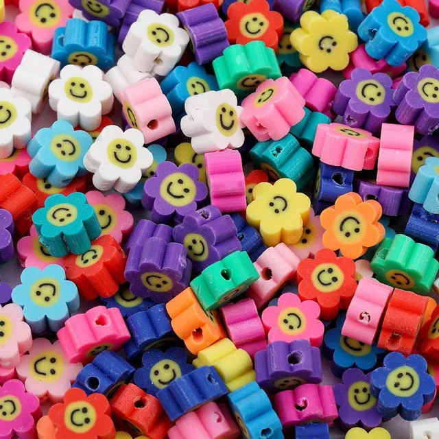 Girls coloured beads for stringing - various motifs - 100 pcs