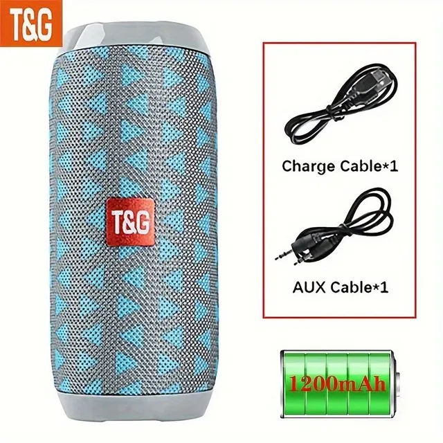 Portable wireless speaker with charging cable and AUX cable