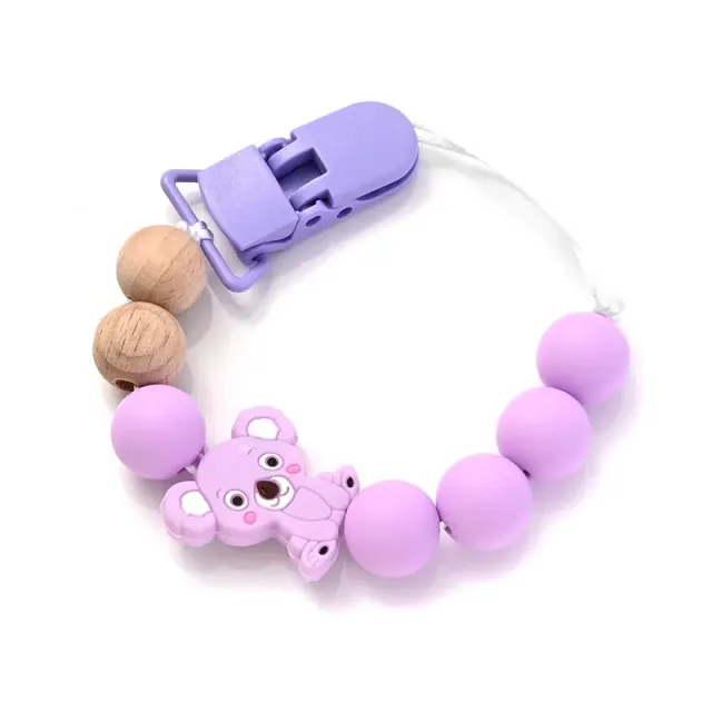Silicone pacifier clip with bite and pet motif