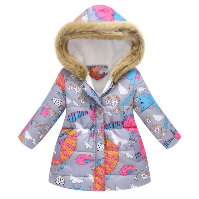 Children's winter windproof warm jacket with hood for girls C 2-3 Years