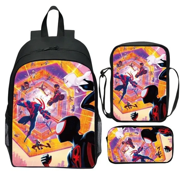 Set of school backpack for children with motifs of the popular Spiderman: Cross parallel worlds