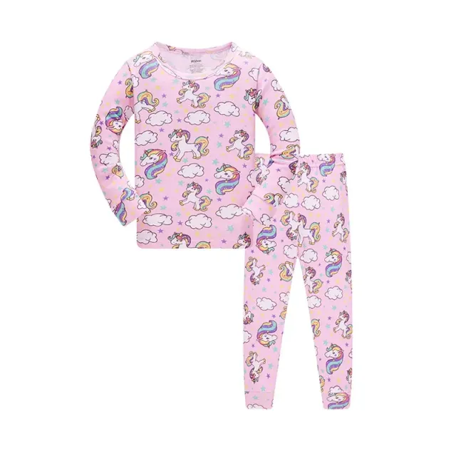 Two-piece pajamas for children with long sleeve and long pants with cheerful pictures