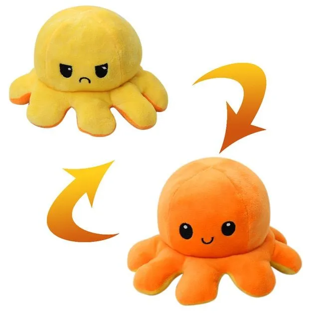 Reversible mood changing stuffed animal - octopus