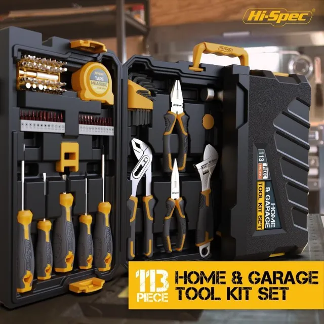 113 piece Universal tool kit in plastic box