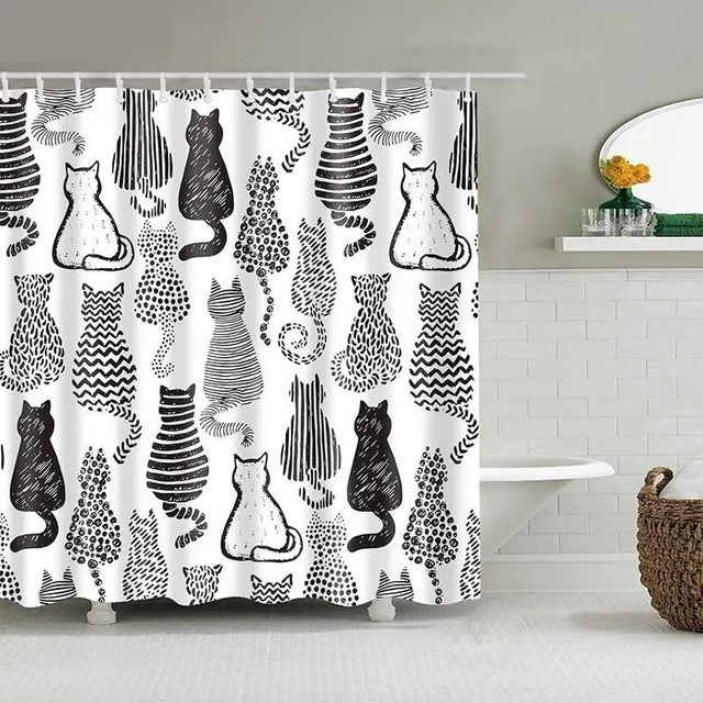 Shower curtain with cats A814