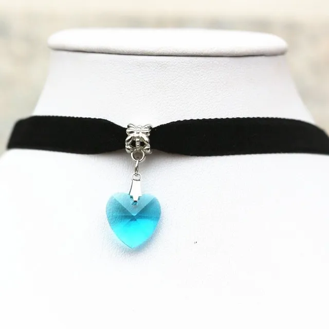 Necklace Choker with heart - 7 colors