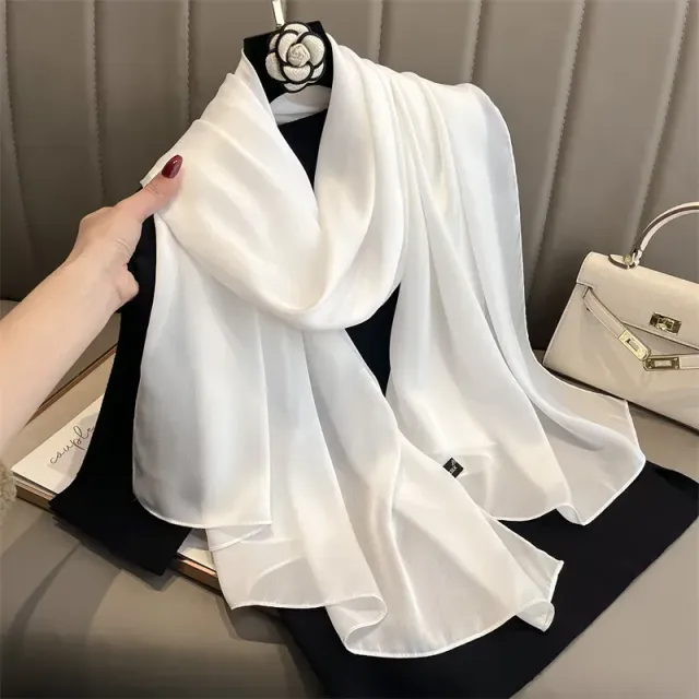 Fashionable satin scarf with a size of 90x180 cm for women