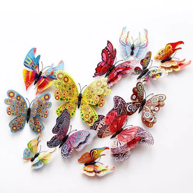 Sticker 3D flock of butterflies 12 pcs