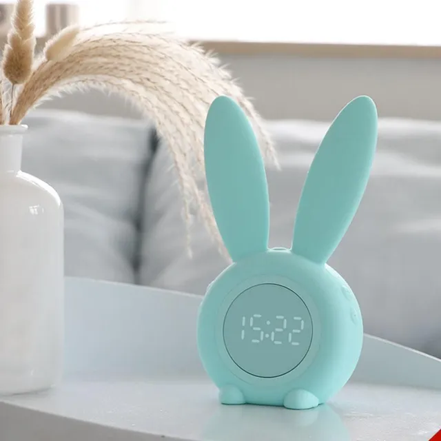 LED alarm clock for children with rabbit ears