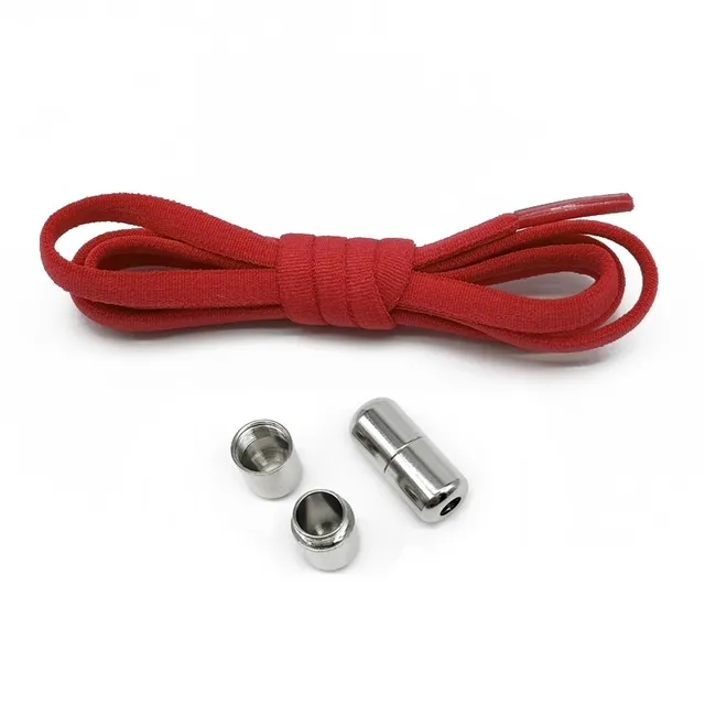 Stylish shoelaces with metal clamping red