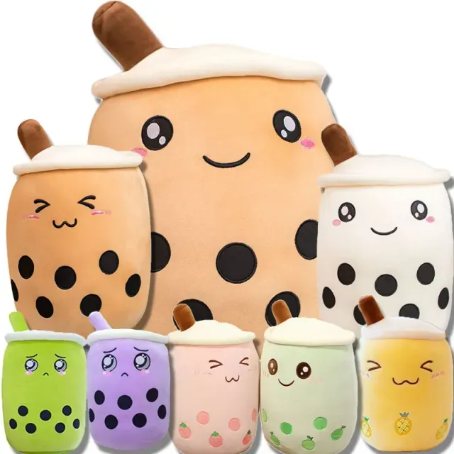 Teddy pillow shaped cup with bubble tea with milk - cute gift for children