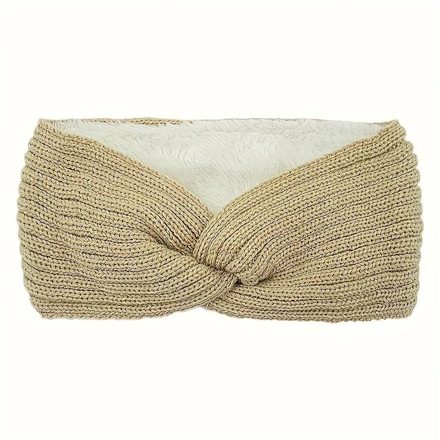 Fashion knitted headband with cross pattern - warm, soft, protects ears from cold