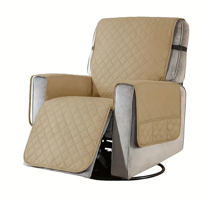 Double-sided washable armchair cover with legrest, furniture guard with adjustable elastic straps