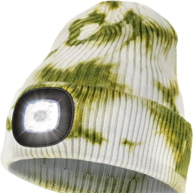 Unisex LED knit cap with USB charging light, head torch, winter knit cap with night light