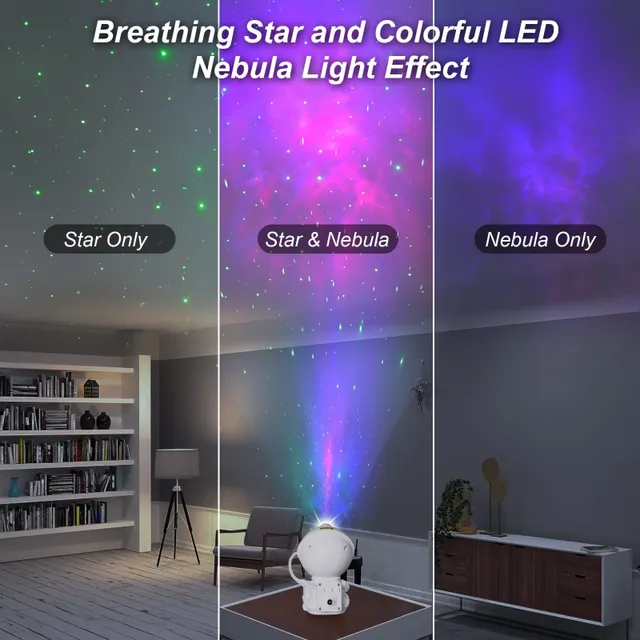 1pc Astronaut Holding Guitar Star Projector, 360° Rotation Night Lighting Astronaut With Remote Control, LED Night Light, 8 Star Projector modes