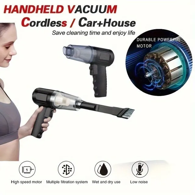 Powerful manual vacuum cleaner 2 in 1 - ideal for both car and home