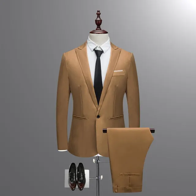 Pánský oblek slim fit v různých barvách - sada kalhot, saka a vesty