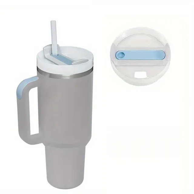 Stainless steel portable thermo mug with straw in different colours