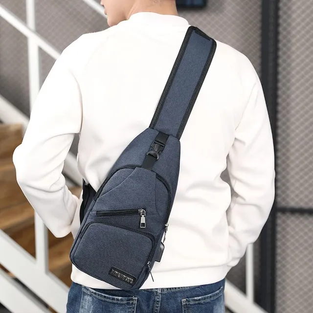 Pánska taška cez rameno s USB portom - 3 farby