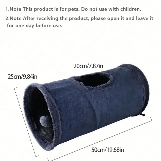 Folding tunnel for cats with pom-pom decoration for fun cats