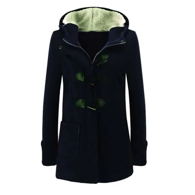 Elegant women's coat with hood SAYNOMORE blue m