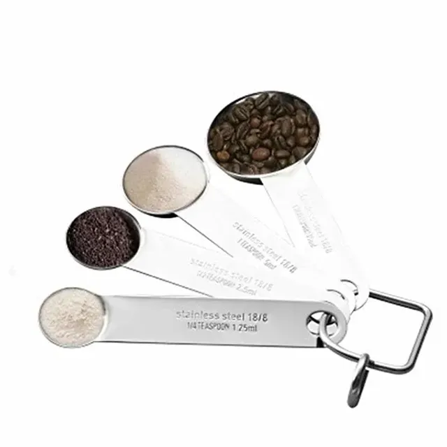 Set of 4/6 durable stainless steel measuring spoons for dry and liquid ingredients