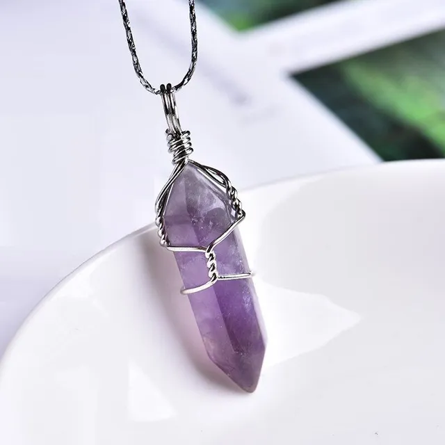 Necklace with natural crystal