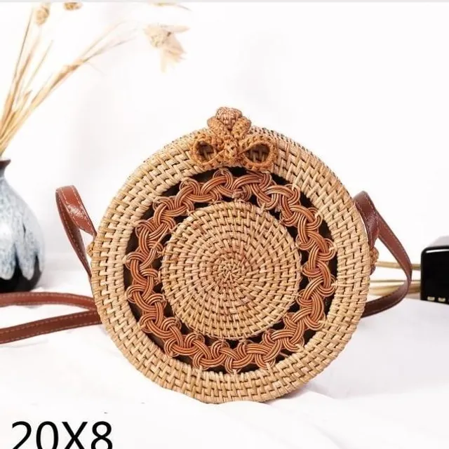 Rattan round handbag