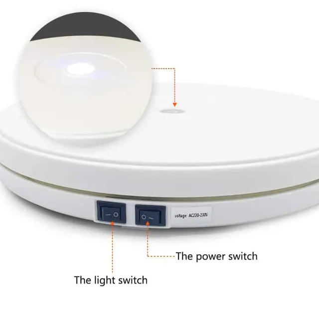 Rotary base for photo shoot with light in the middle