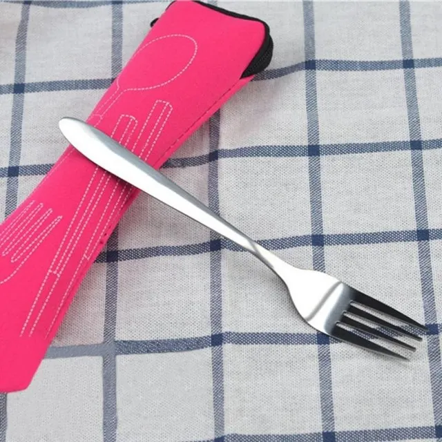 Set of stainless steel cutlery - 3 pcs + case